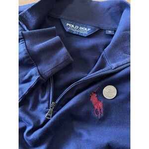Vintage Polo Golf Ralph Lauren Quarter Zip Shirt Men M Navy Blue Long Sleeve